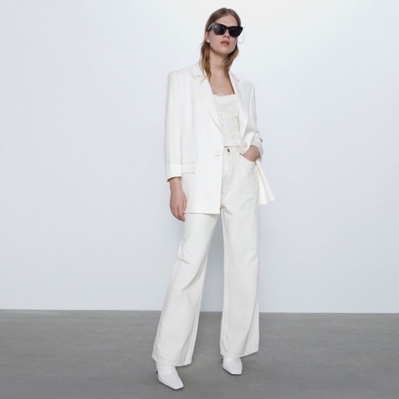 ZARA One Button Blazer White - Picture 2 of 11